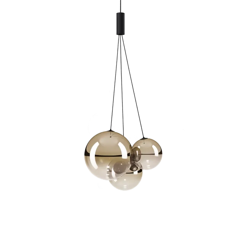 Lodes Random, závěs ze světle zlatého foukaného skla/černý kabel, 3x1W LED 3000K, šířka 29cm Poslední Šance