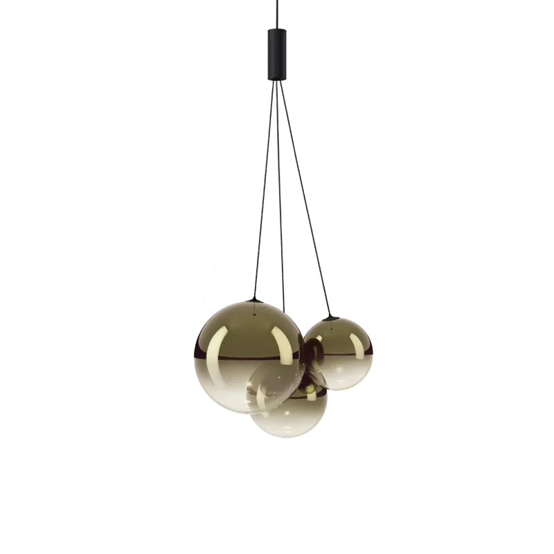 Bezpečná Platba Lodes Random, závěs ze zlatozeleného foukaného skla/černý kabel, 3x1W LED 3000K, šířka 29cm