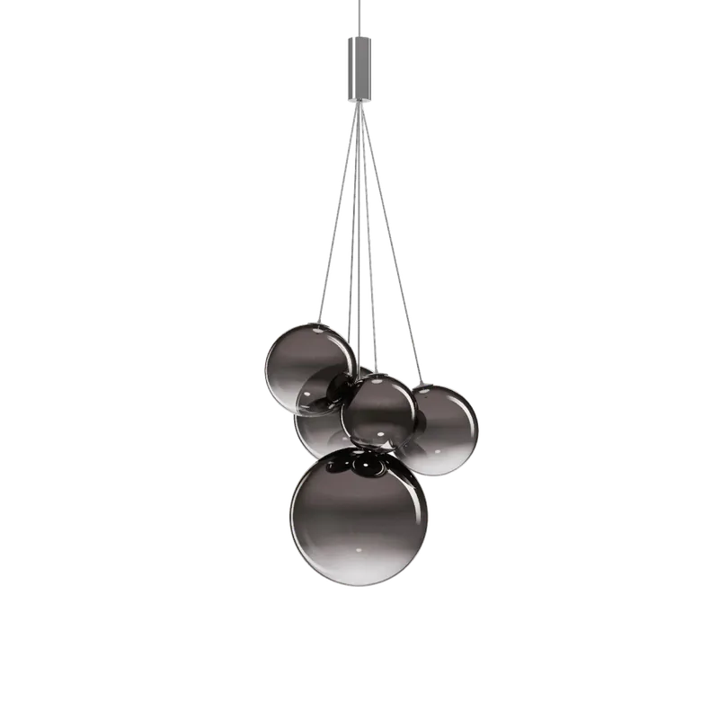 Originální Lodes Random Five, závěs z kouřového foukaného skla, 5x1W LED 2700K, šířka 27cm