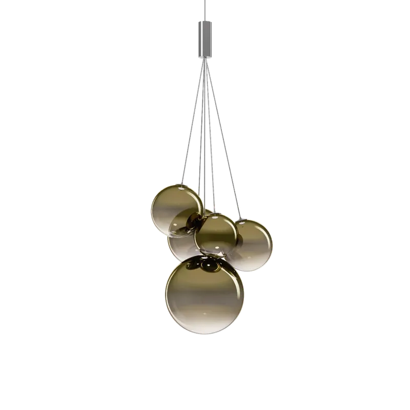 Lodes Random Five, závěs ze zlatozeleného foukaného skla, 5x1W LED 2700K, šířka 27cm Nejprodávanější