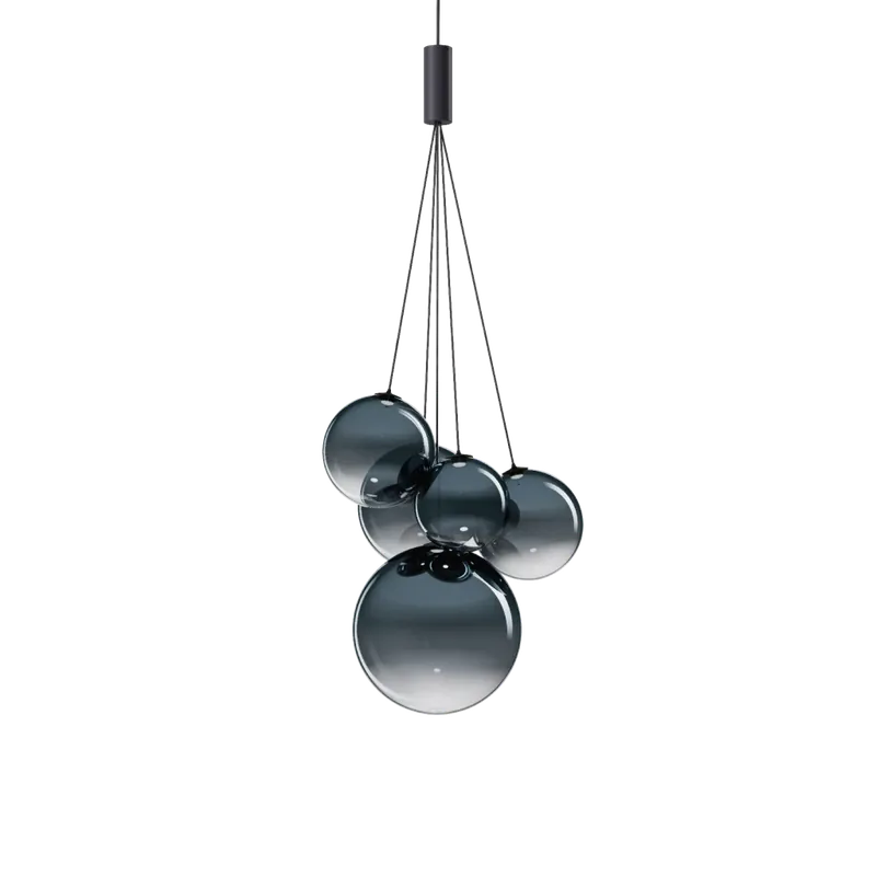 Lodes Random Five, závěs z azurově modrého skla/černý kabel, 5x1W LED 2700K, šířka 27cm Výhodná Nabídka