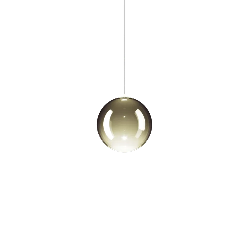 Novinka Lodes Random Solo 14, závěs ze zlatozeleného foukaného skla, 1x1W LED 2700K, prům.14cm