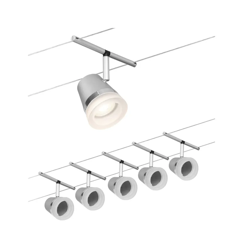 Paulmann CorDuo Cone, sada lankového systému 5x GU5,3, matný chrom/chrom, délka 500cm Horká Nabídka