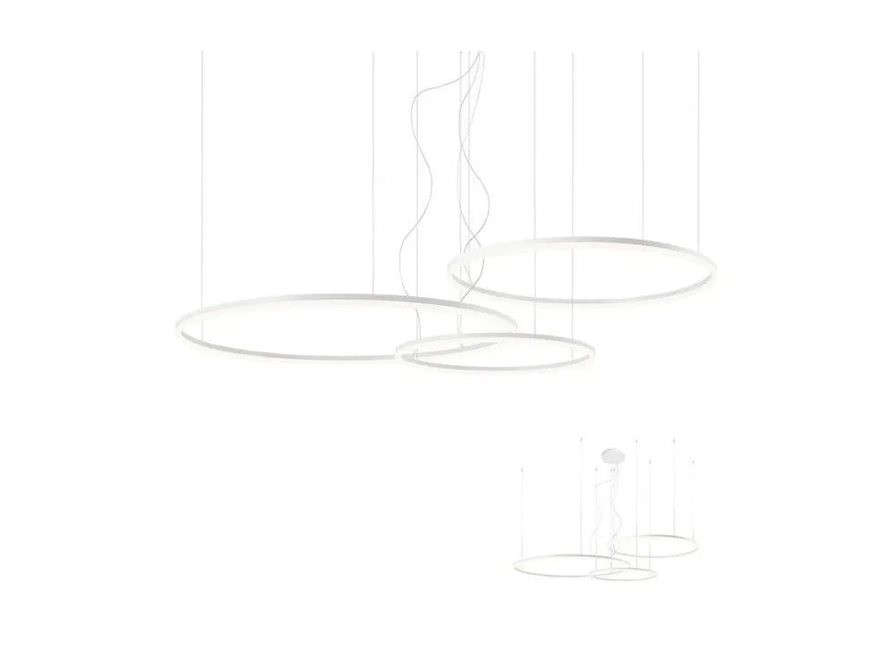 Redo Group Orbit, Závěsné svítidlo 60+80+100cm, Bílá 163W 3000K/4000K Akční Nabídka
