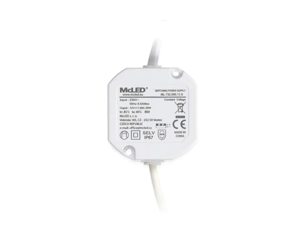 Napájecí zdroj 20W, DC12V/1,67A, IP67, do elektroinstalační krabice Kup Teď