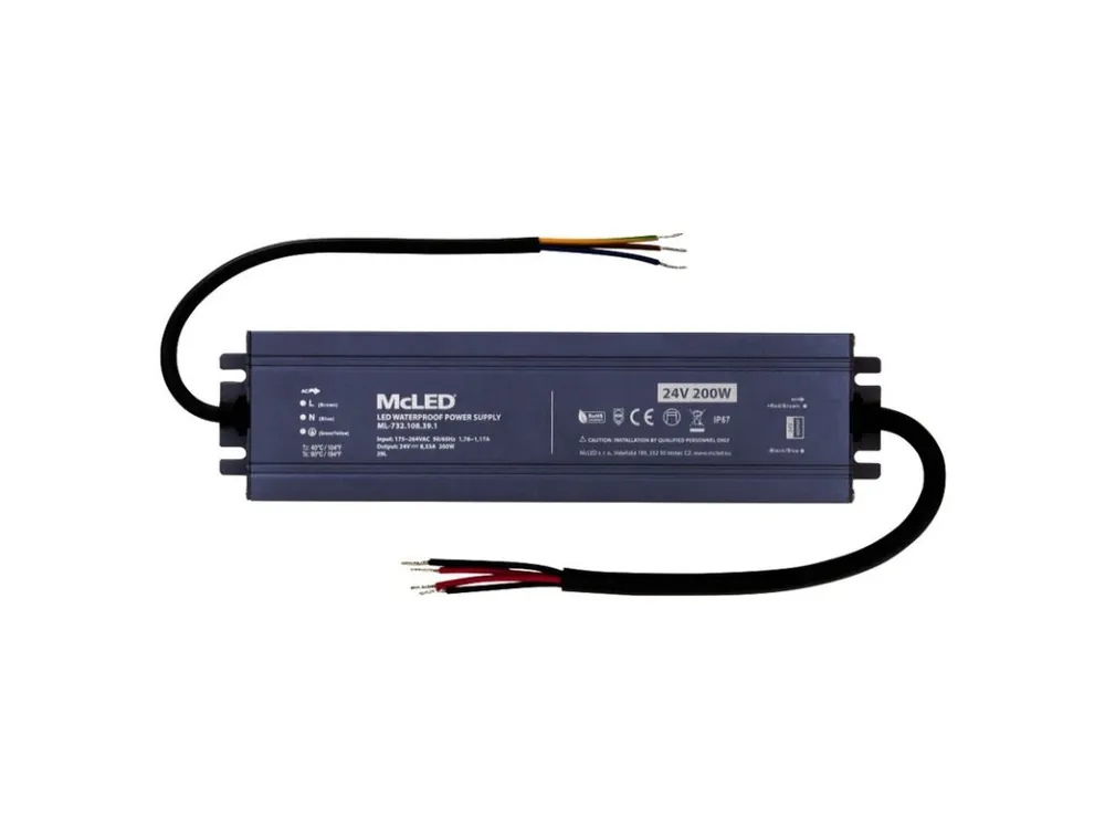 Napájecí zdroj 200W, DC24V/8,33A, IP67, hliníkové provedení Sezónní Sleva