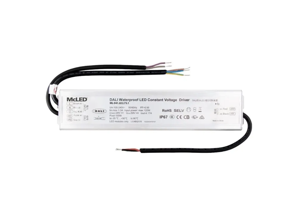 Napájecí zdroj 100W, DC24V/4,17A, IP67, řízení DALI a tlačítko Aktuální