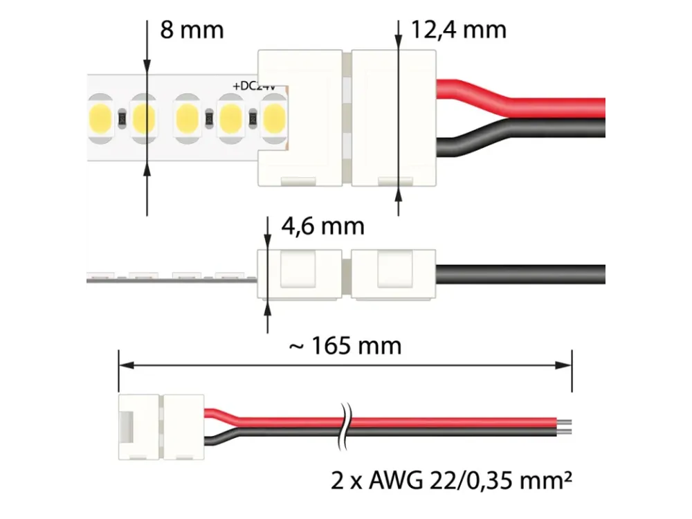 Víkendová Akce Připojovací konektor jednobarevných LED pásků šíře 8 mm, 2 piny, pro 120x3528