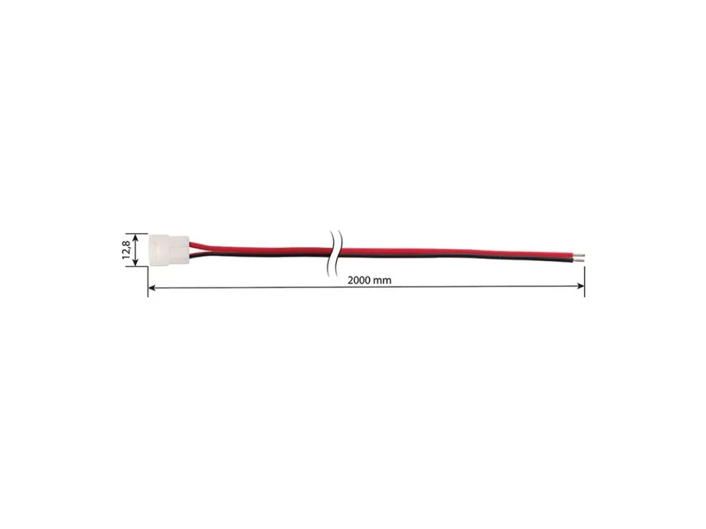 Připojovací konektor jednobarevných LED pásků šíře 10 mm, 2 piny, délka 2 metry, 20AWG, max. 120 LED/m Značkový