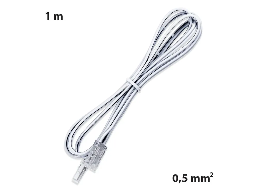 Připojovací konektor LED pásku šíře 10mm + kabel s 91505-MP konektorem (vidlice), 1m kabel AWG20/0,5mm², bílý, 12-24V max. 3A Nejprodávanější
