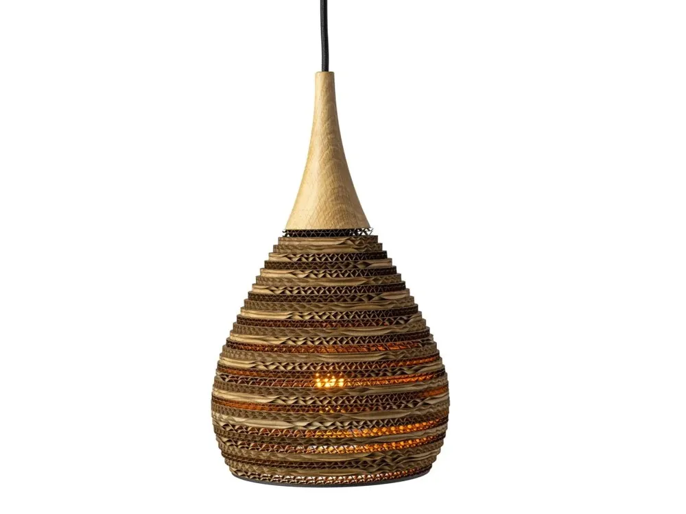 Papírový lustr z kartonu CONE S WOOD/20 cm/1x E27 Časově Omezené