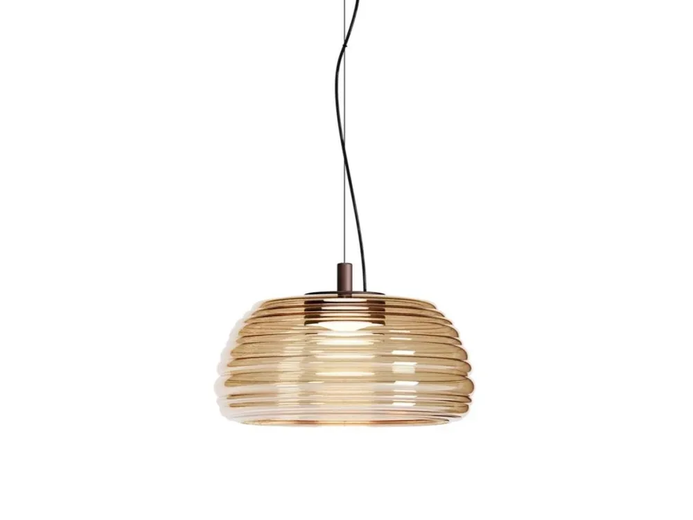 Sezónní Sleva Redo ONDULA lustr do kuchyně - jantarové sklo LED 18W CCT 2700K/3000K