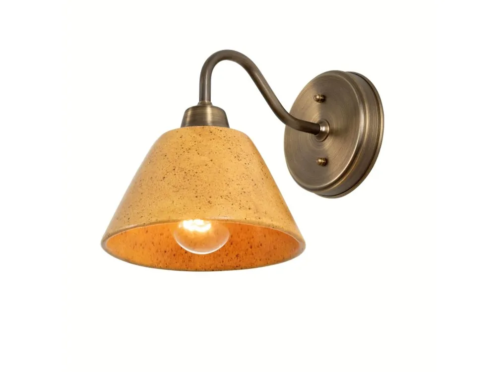 Časově Omezené Keramická nástěnná lampa MILO Honey/medová barva/stará mosaz